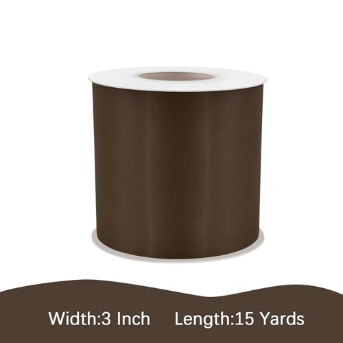 Image of Brown Satin Ribbon 3 inch X 15 Yards Polyester Ribbon for Gift Wrapping Very Suitable for Weddings Party Hair Bow Invitation Decorations and More