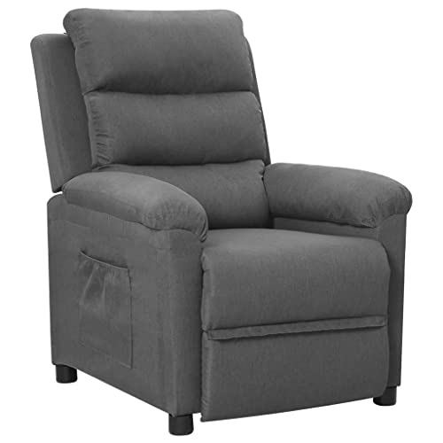 Tonture Sillón de relax de tela gris claro, ajustable manualmente, cómodo, 74 x 92 x 101,5 cm, para salón, dormitorio, rincón de lectura, muebles tapizados duraderos
