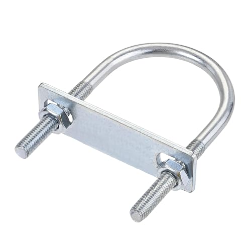 MACHSWON Round U-Bolt,2 Set Zinc Plated Alloy Steel M8 U Bolts 55mm(2.17") Inner Width 100mm Length with Nuts and Frame Plate for Automobiles Boat Trailer