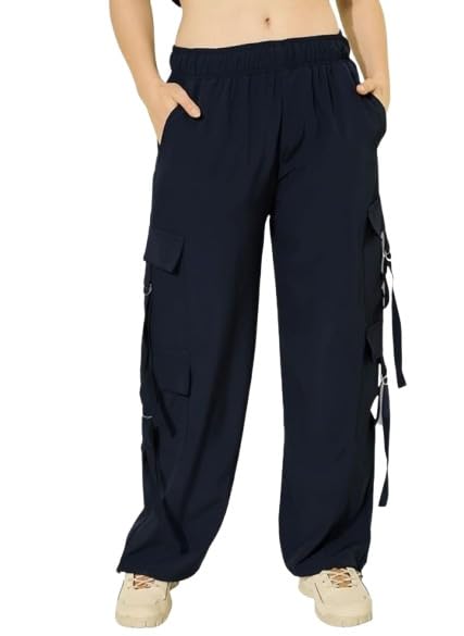 fashioffly Women Elasticated Loose Fit High-Rise Multi Pockets Cargos Trousers 144-picture-11