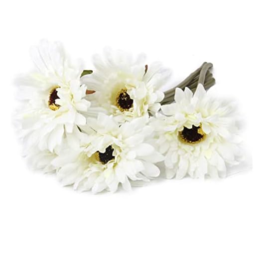 ABOOFAN 5 Piezas Flores De Crisantemo Ramo De Margaritas Gerberas Artificiales Ramo De Flores De Margaritas Flor De Margarita Artificial Flores Artificiales Blanco Madre Bonsái Verano