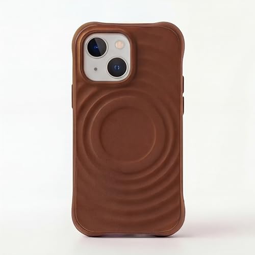 Image of amazon basics Shockproof Case for iPhone 13 | Ripple Pattern | Camera Protection | Protective Cover with Enhanced Grip & Wireless Charging Support - Brown