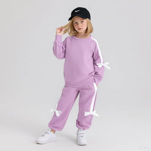 Image of 2025 Girls Sweatsuit Set Cute Hooded Sweatshirt & Jogger Pants with Pocket Casual Outfuts Set