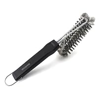 SANTOS 2-Kopf Grillbürste Edelstahl 30cm - 2-reihiger Borstenkopf -gegen hartnäckige Verschmutzungen - Reinigung von Holzkohle-, Elektro- & Gasgrills – Ansicht 2