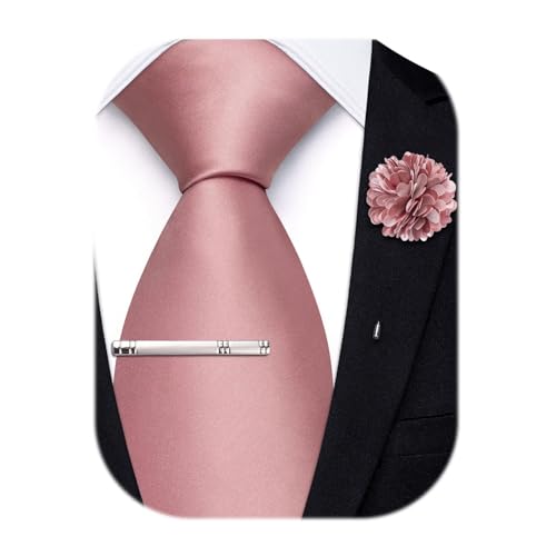 Image of Hi-Tie Men's Extra Long Solid Satin Tie Set 63 Inch /70 Inch Formal Necktie