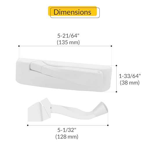 BRIXWELL Encore Tango Casement Window Handle, Left Hand Folding Crank with Metal Arm and Plastic Cover, 5-21/64 inch Overall Length, 5-1/32 inch Arm, 1-33/64 inch Height, White Finish, Offset Mount by BRIXWELL - Image 3