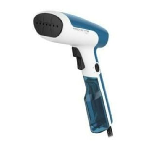 Rowenta Access Steam First DR6130 Brosse à vapeur, fer à repasser vertical 1300 W, réservoir 700 ml, élimine les plis, les odeurs et désinfecte. Accessoire pour tissus délicats et épais, câble de 2,6 m, blanc / bleu