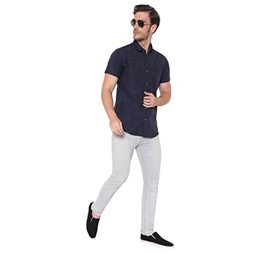 Image of LATEST CHIKAN Men's Cotton Blend Textured Half Sleeves Shirt