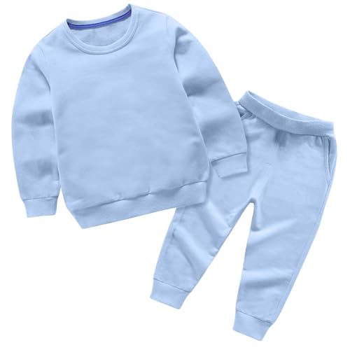 Little Kids Clothes Boys Girls Casual Sweatsuits Crewneck Sweatshirts Jogger Sweatpants Fashion Fall Outfits Sets Sky Blue 7 Years 8 Years