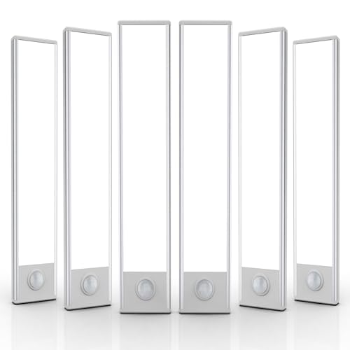 Image of 10 inch Under Cabinet Lighting, 6 Pack Motion Sensor Light Indoor Rechargeable Magnetic Closet Lights Battery Operated, Under Counter Lights for Kitchen, Wardrobe, Hallway, Stairs Warm Light