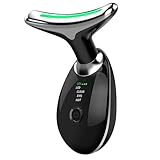 Massageador Facial LED com 7 Cores, Vibração e Fototerapia, Tratamento Lifting Anti-Idade com EMS e Aquecimento, Anti Rugas, Tira Papada (preto)