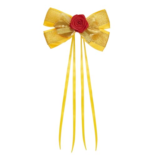 Topbuti Princess Costume Dress Up Accessories for Women Halloween Costume Yellow Bow Hair Clips
