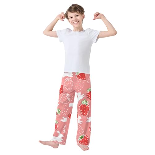 Berry and Bunny Boys Pants Boys Athletic Pants Long Pant for Boywith Pockets Wide-Leg Size 6-14Y3