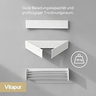 VITAPUR Séchoir Mural, sèche-Linge dépliable avec 6 Barres antirouille, étendoir à Linge Robuste pour intérieur et extérieur, Longueur d'étendage de 3,7 mètres