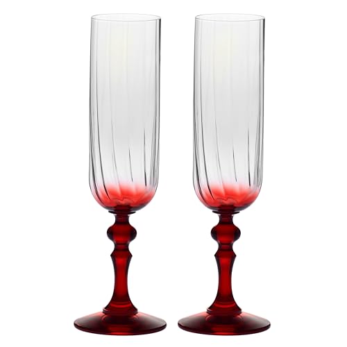 Krosno Copas de champán degradadas 200 ml con pie de color, juego 2 uds - para mocktails, mimosa, prosecco, cava y spritz – cristal sin plomo – apto para lavavajillas – colección Celebration Moments