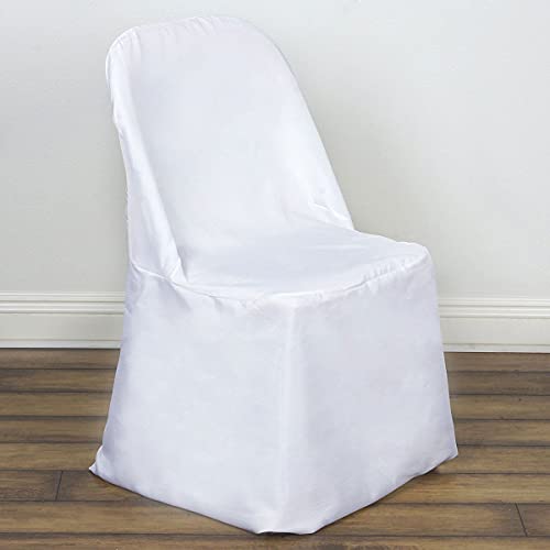 Sparkles Make It Special Leading Linens 100 pc Polyester Folding Chair Covers - Wedding Reception Banquet Party Restaurant - White
