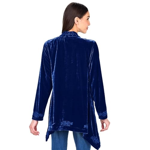 Image of The Lakeside Collection Women's Embroidered Velvet Open Front Cardigan