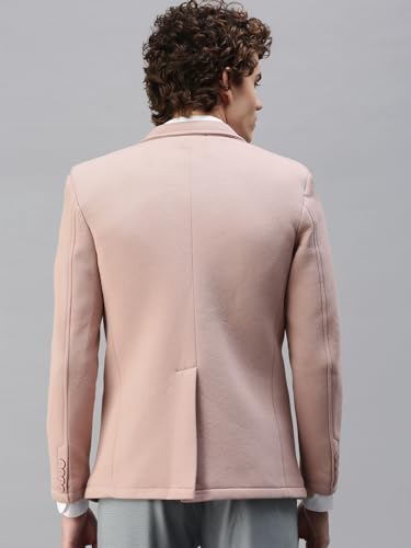 Image of SHOWOFFFF Men Solid Single Breasted Casual Blazer | Notched Lapel Full Sleeves Cotton Blazer for Mens | Slim Fit Regular Length Blazer for Men's