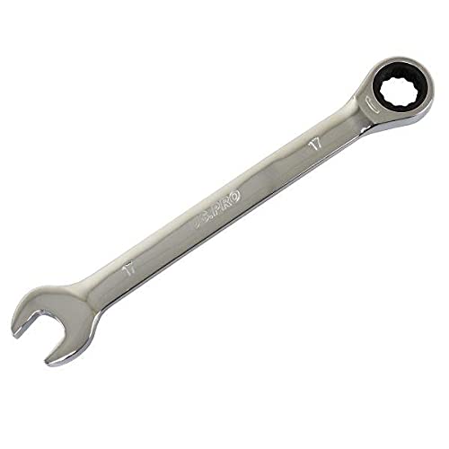 US PRO Tools 17mm Ratchet Spanner Wrench 72 Teeth Open & Ring End Wrench 3578, Silver
