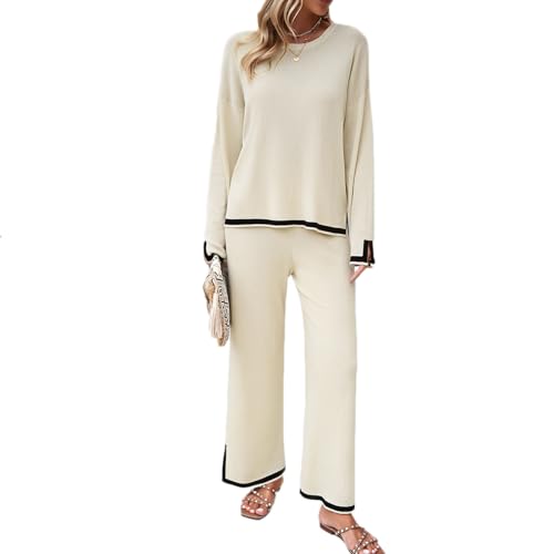 Women's 2 Piece Sweater Sets Outfits Long Sleeve Knit Pullover