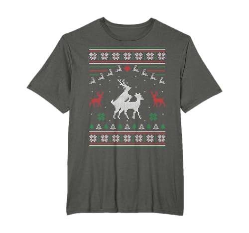 Loving Reindeer Couple Ugly Christmas Sweater Rentier Paar T-Shirt