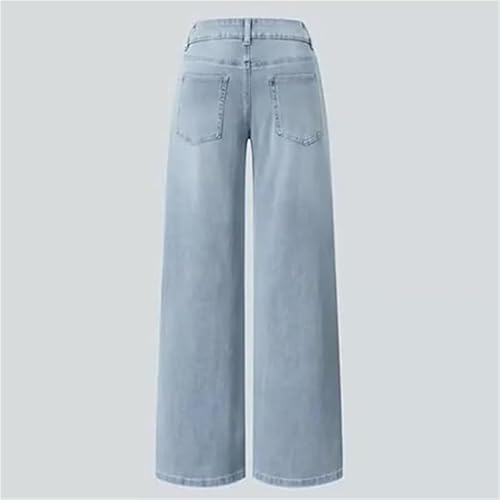 Asymmetrical Low-Rise Loose Jeans for Women, Wide Leg Baggy Straight Boyfriend Denim Pants Washed Casual Streetwear4