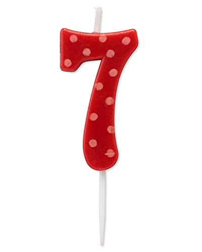 Image of Papyrus Number 7 Birthday Candle, Red Polka Dots (1-Count)