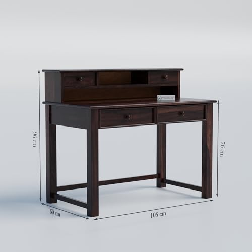 Image of Jangid Handicraft Solid Sheesham Wood Study Table for Adults | Computer Table for Home | Wooden Writing Desk Work from Home Table | Rosewood | Basic Assembly | Walnut Finish