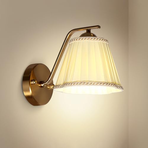 Aplique de pared de tela vintage con flores blancas y acabado dorado para el dormitorio 2