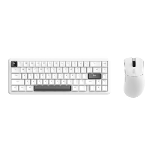 Image of ATTACK SHARK X65 HE Wired Rapid Trigger Magnetic Switch 65% Mechanical Gaming Keyboard and R1 Mouse Combo,8KHZ Polling Rate,2.4Ghz Wireless /USB C /BT Lightweight Mice,18K DPI for Esport Gamer(White)