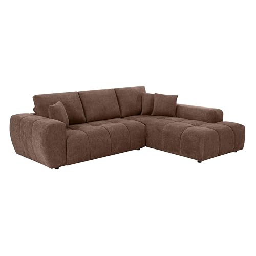 Oviala Canapé d'angle 3 Places avec méridienne Droite Chocolat L 270 cm