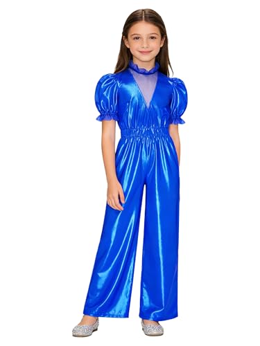 Robe combinaison fille bleu royal pour fêtes et cérémonies d'été