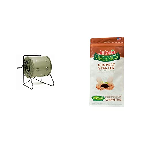 Mantis CT02001 Compact ComposTumbler, 88 Gallons, Red & Jobe's Organics 09926 Fast Acting Fertilizer Compost Starter, 4 Pound