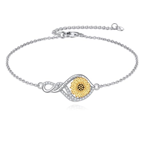 Bijoux cadeau pour femme : bracelet tournesol et infini, le symbole d'un amour éternel
