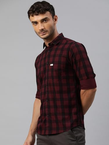 Image of Majestic Man Men Small Checkered Slim Fit Cotton Casual Shirt
