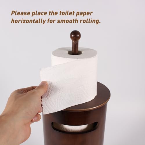Thatsdoven NO Toilet Paper Stand With 3-Roll Tissue Holder For Boho Bathroom, Freestanding Bamboo Toilet Paper Holder,Wood Toilet Paper Storage thumb #3