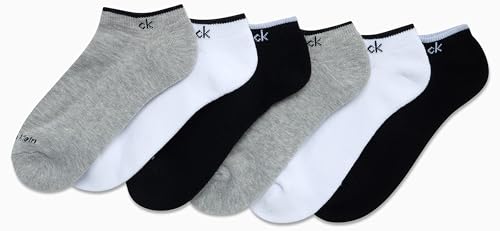 Image of Calvin Klein Womens No Show Socks - 6 Pack Breathable Cotton Blend Athletic Performance Low Cut Running Socks for Women
