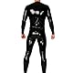 Schwarzes Herren Latex Langarmshirt,Mode Naturkautschuk Latex T-Shirt mit Rundhalsausschnitt,Geeignet für Cosplay Kostüme-M