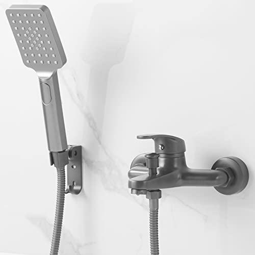 Mitigeur baignoire gris avec douchette pour rénovation salle de bain