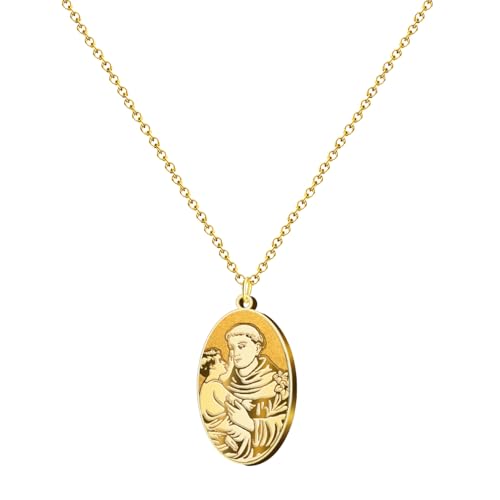 cotigo- Collar de virgen acero inoxidable, santos de España, catolico, religion, Patrona España, Patron España, regalo mujer, hombre, regalo para abuela. (SAN ANTONIO MODELO 2)