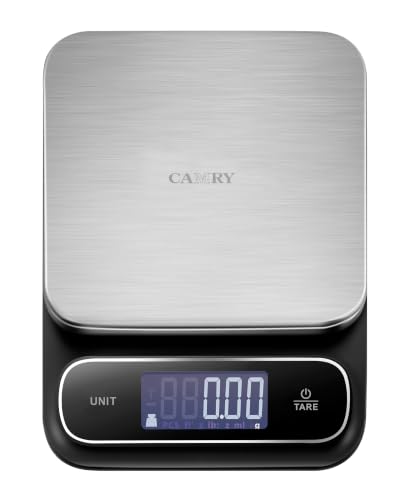 Image of CAMRY Stainless Steel Kitchen Scale IPX6 Waterproof, 5kg/11lb-0.1g, Black