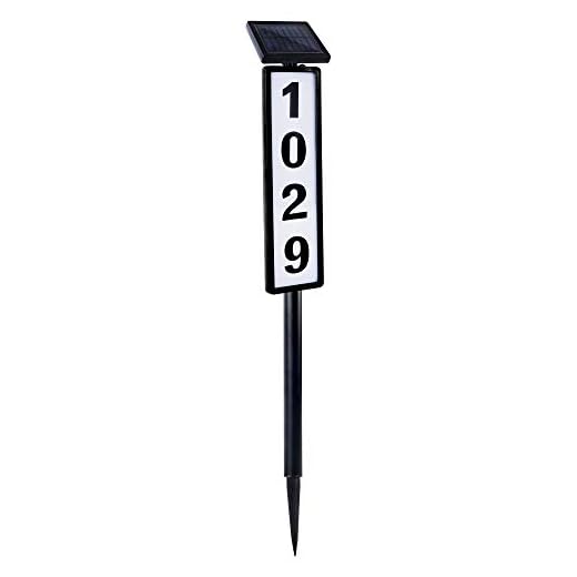 FORUP Solar Lighted House Address Numbers Sign, Solar Powered House Numbers Light, LED Illuminated Outdoor Address Plaque for Home Yard Garden House