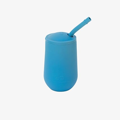 Vista 32 de ezpz Mini taza + sistema de entrenamiento con pajita (azul) - 9 meses + - Taza de entrenamiento 100% silicona para bebés + niños pequeños - Diseñado