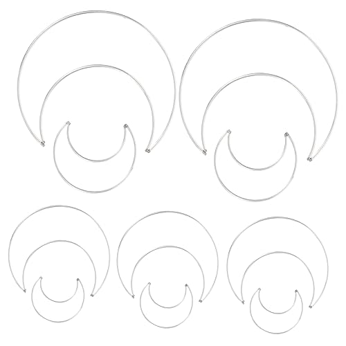 HOOTNEE 10Pcs Moon Shaped Dream Catcher Rings Handmade DIY Craft Tools for Dreamcatchers Wreaths Windchimes Small Large for DIY Projects