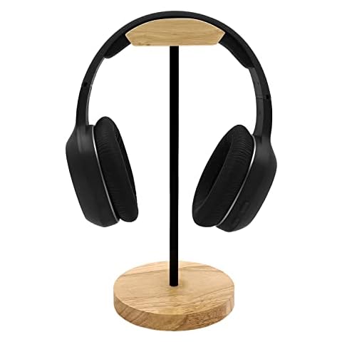 Bliocefo Headphone Stand Nature Wood & Aluminum Headset Hanger Mount Hook Gaming Holder Desktop Earphone Artful Functional Craftmanship Stand for All Headsets with Solid Wooden Base Cover