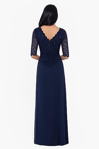 Image of Betsy & Adam Women's Long Sleeve Raised Floral Lace Midi Length Dress