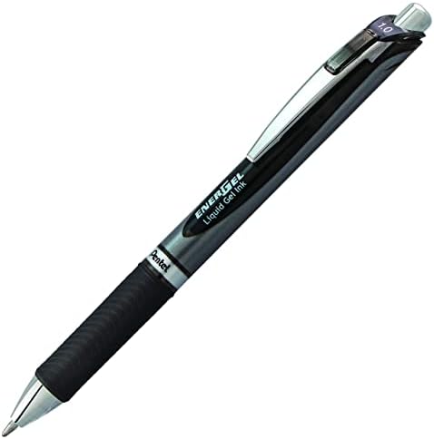 EnerGel™ RTX Retractable Liquid Gel Pens, Bold Point, 1.0 mm, Black/Silver Barrel, Black Ink, Pack Of 12