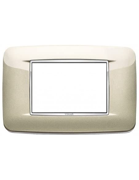  Placca Vimar Eikon Round 3 Moduli Champagne Metal