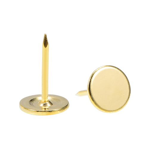 QUARKZMAN 30 Piezas de Clavos de Tapicería, Cabeza Plana de 11mmx17mm, Clavos Decorativos para Muebles, Tachuelas de Tapicería para Sofás y Cabeceros, Color Oro