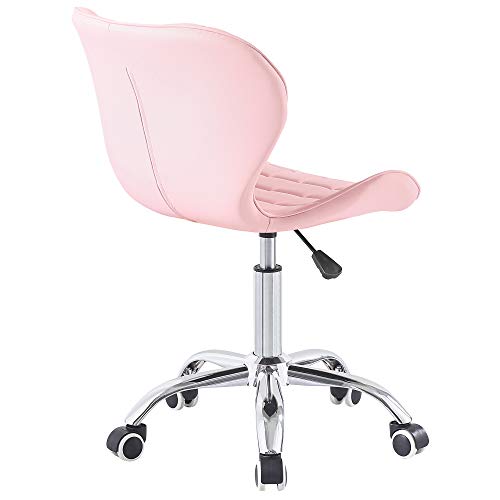 Charles Jacobs Swivel Office Chair with Chrome Base Wheels and Adjustable Height in Pink - Image 4